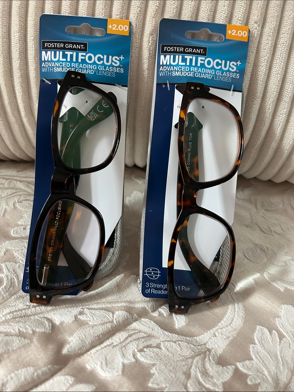 Foster Grant MultiFocus+ Tortoiseshell Reading Glasses - Two Pairs. +2.00